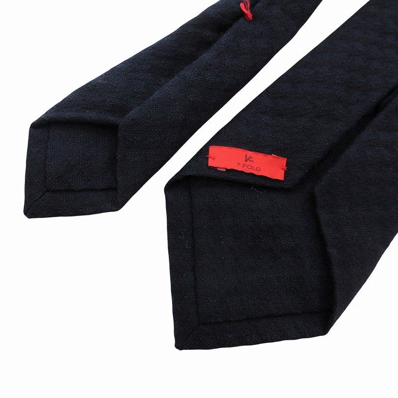 【新品・未使用】イザイア セッテピエゲ ネクタイ イザイア ISAIA ネクタイ セッテピエゲ ビジネス 総柄 ウール 紺