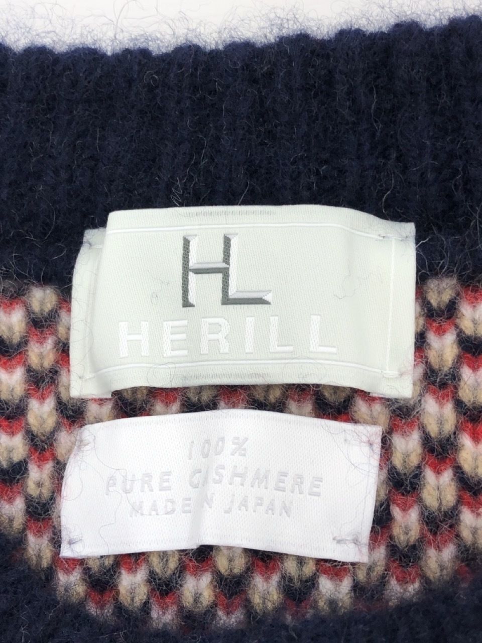 HERILL 23AW Cashmere Jacquard Sweater AHIRU 3 ネイビー