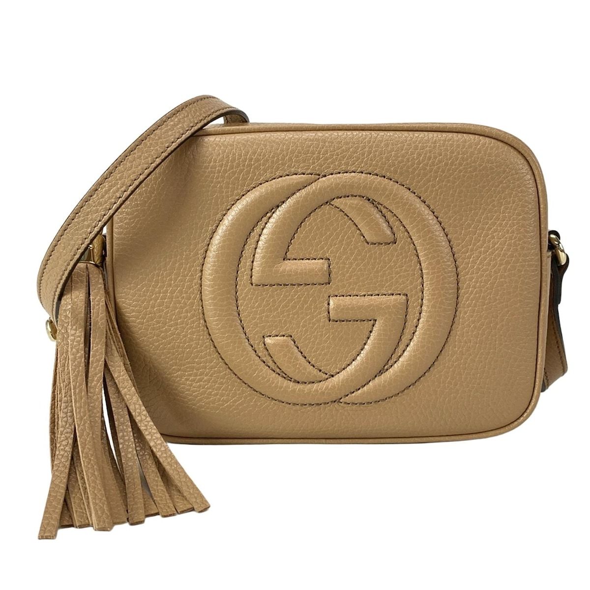 GUCCI グッチ ショルダーバッグ ソーホー 308364 ベージュ タッセル レザー