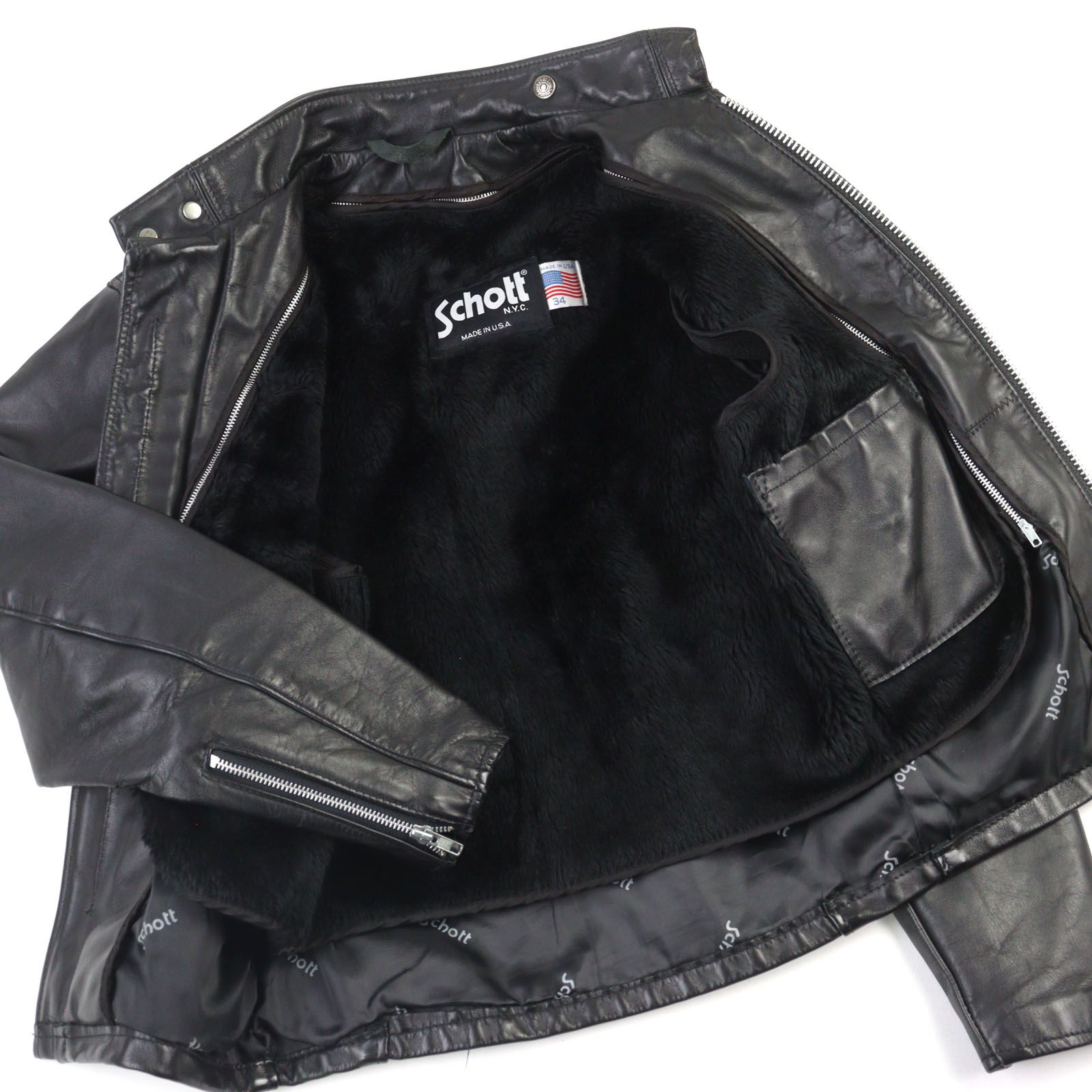 美品○schott ショット ボアライナー付き スタンドカラー ジップ