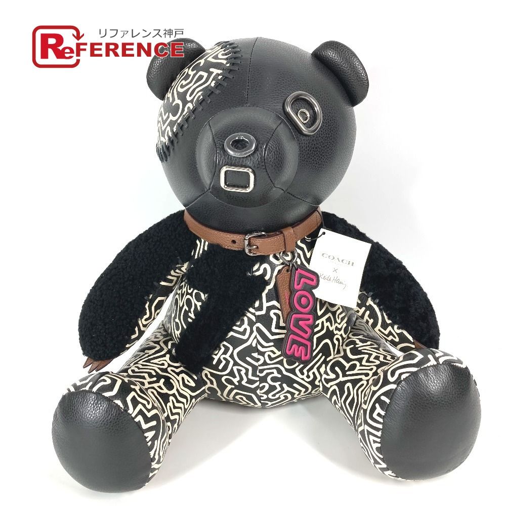 COACH コーチ レザーくま ぬいぐるみ COACH コーチ ぬいぐるみ コーティングキャンバス ぺブルレザー