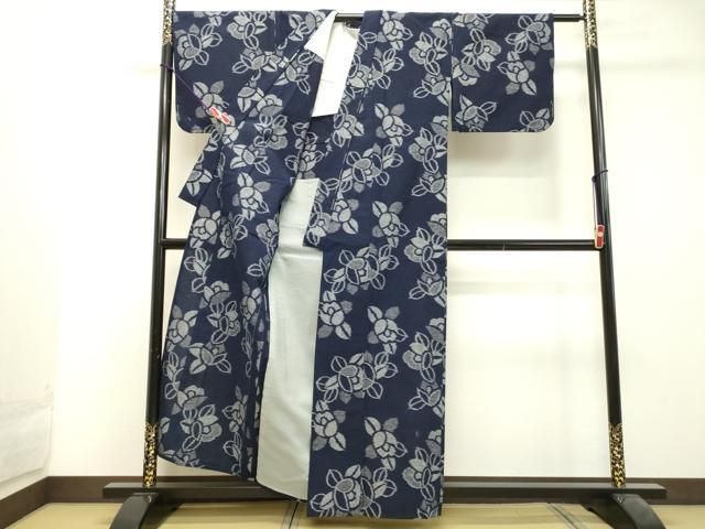 平和屋着物●久留米絣　単衣　草花文　綿　逸品　DAAU0652tw 平和屋着物○久留米絣 単衣 草花文 綿 逸品 DAAU0652tw 【公式通販】