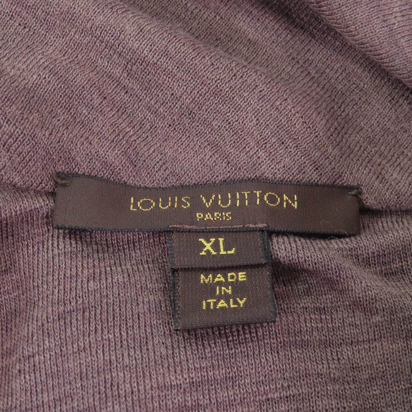 極美品★LOUIS VUITTON ルイヴィトン  LVワッペン付 棒タイ 長袖 ウールニット トップス ブラウン XL イタリア製 正規品 レディース 極美品☆LOUIS VUITTON ルイヴィトン LVワッペン付 棒タイ 長袖