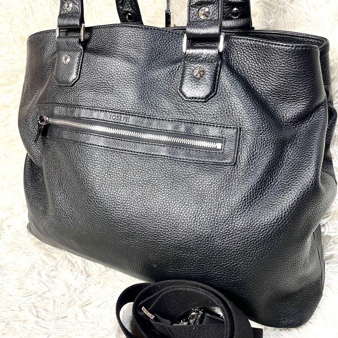 ジョセフ JOSEPH 牛革 シボ革 2way ショルダーバッグ ブラック 黒