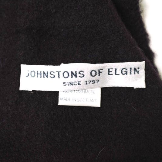 JOHNSTONS OF ELGIN ジョンストンズ オブ エルガン スコットランド製 カシミヤソリッドマフラー ダークパープル フリンジ カシミア【中古】【JOHNSTONS OF ELGIN】 JOHNSTONS OF ELGIN ジョンストンズ オブ エルガン スコットランド製