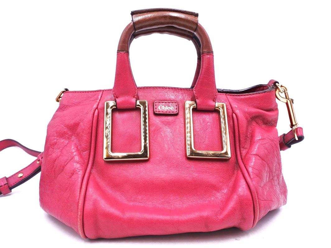 Chloe クロエ エテル 本革 レザー 2WAY ハンド バッグ ピンク