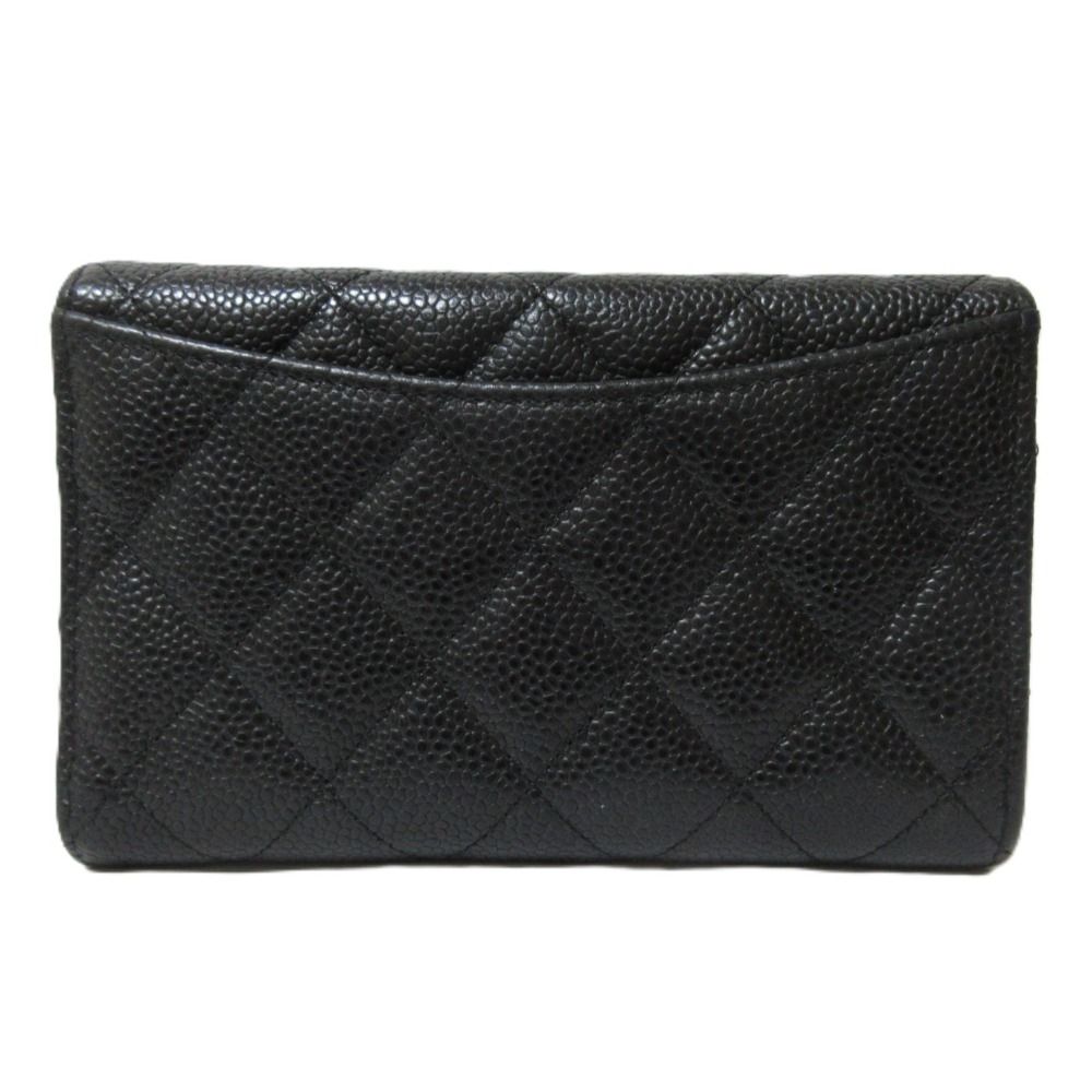 良品 CHANEL シャネル キャビアスキン マトラッセ クラシックミディアムフラップウォレット 三つ折り財布 AP0232 ブラック レディース 古着 中古 USED 良品 CHANEL シャネル キャビアスキン マトラッセ クラシック