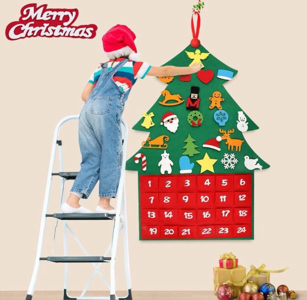 新品 アドベントカレンダー クリスマスツリー タペストリー