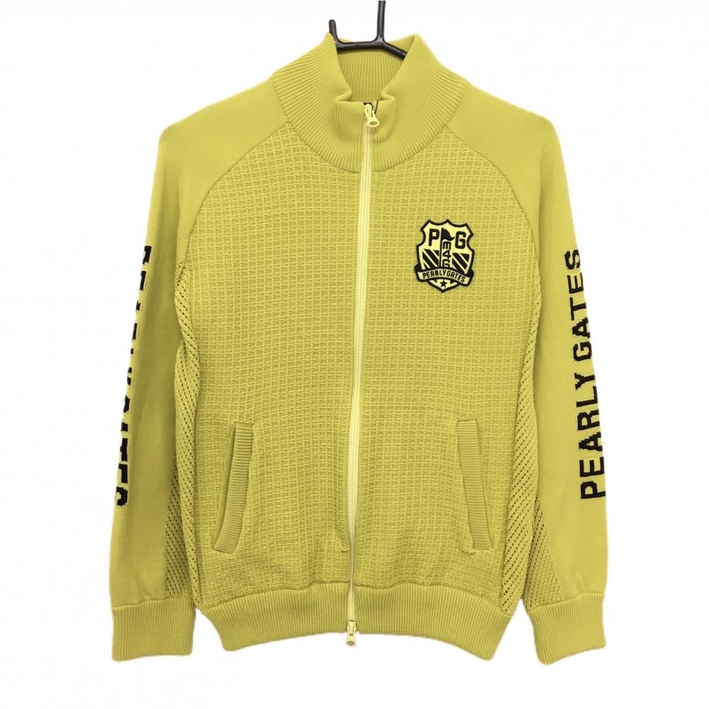 パーリーゲイツ ニットジャケット マスタードイエロー系 袖下 サイド透かし編み レディース 0 S ゴルフウェア PEARLY GATES