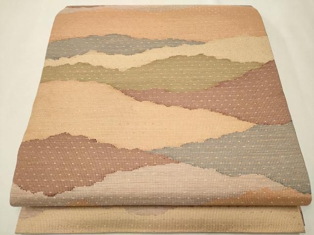 平和屋着物●九寸開き名古屋帯　霞文　たとう紙付き　正絹　逸品　CAAT8335hy 平和屋着物○九寸開き名古屋帯 霞文 たとう紙付き 正絹 逸品