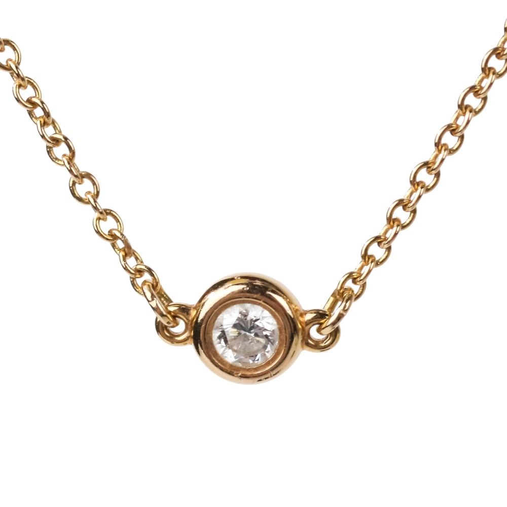 Tiffany＆Co Au750 ゴールド エルサペレッティ バイザヤード ティファニー Tiffany バイザヤードネックレス 0 08ct イエロー