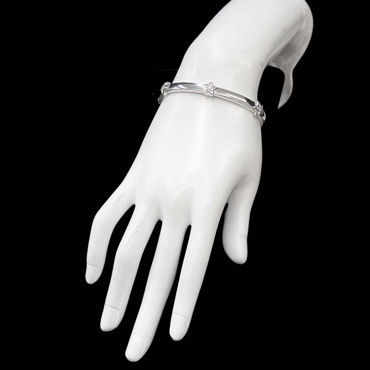 シャネル CHANEL ダイヤ バングル 16.5cm K18 WG ホワイト