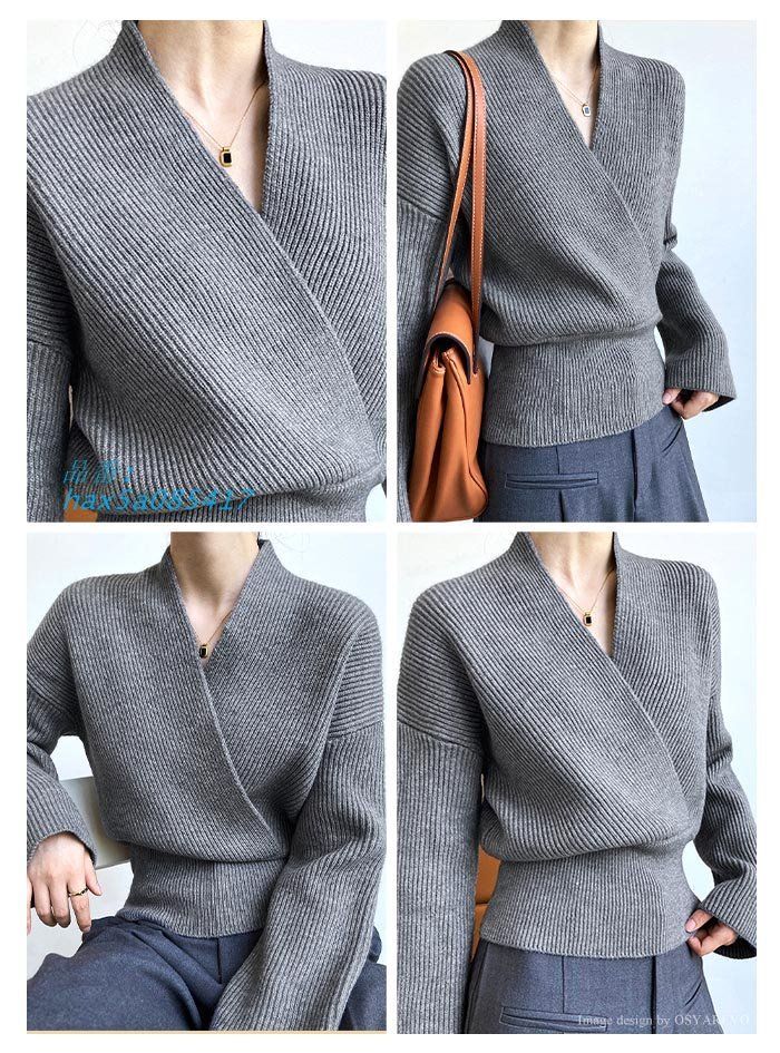 ブラック カシュクール カットソー リブニット SEVEN TEN ノースリーブ