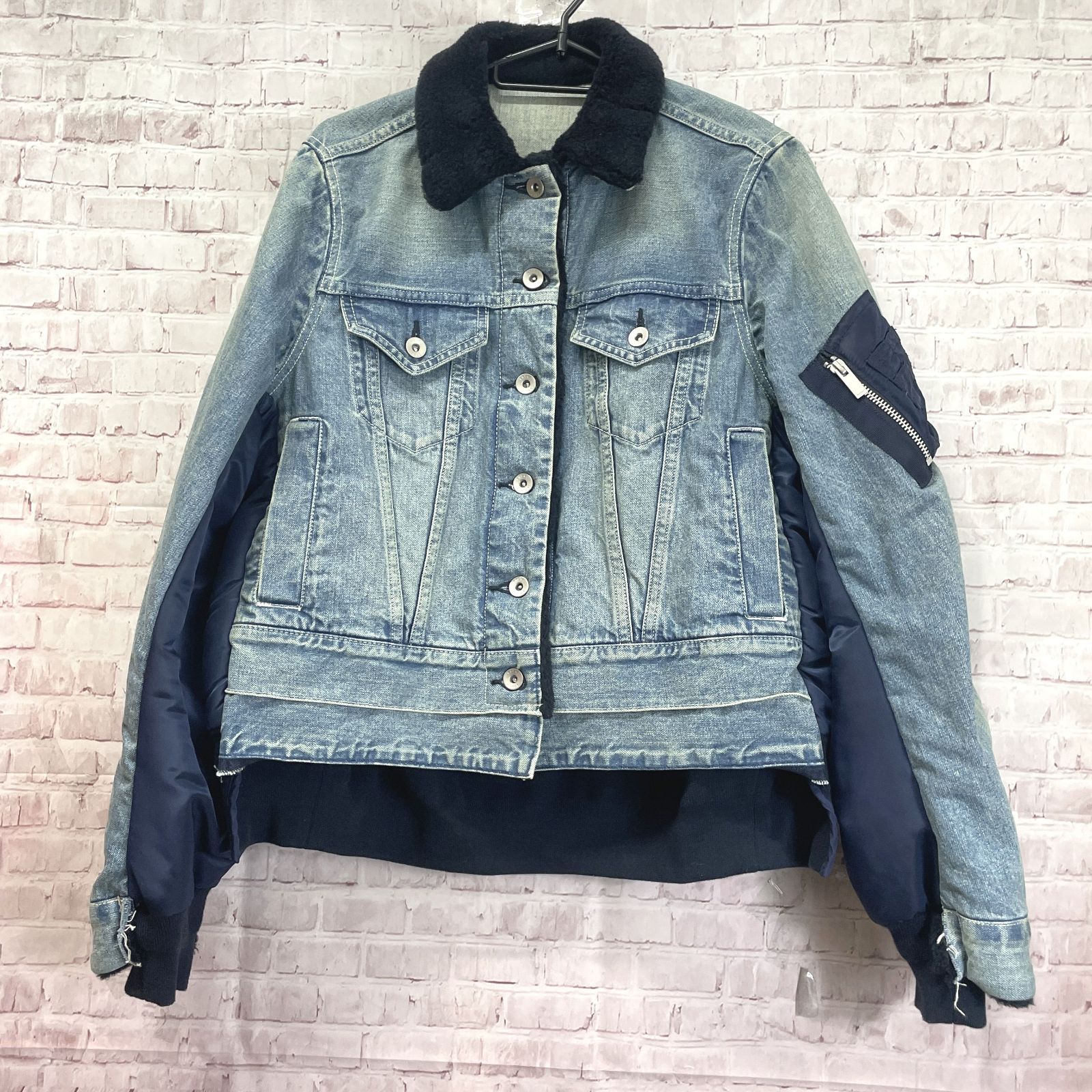 SACAI 18AW 定価10万 デニムボアブルゾン 中古美品】サカイ sacai 18AW ボア構築デニムジャケット ブルゾン 18