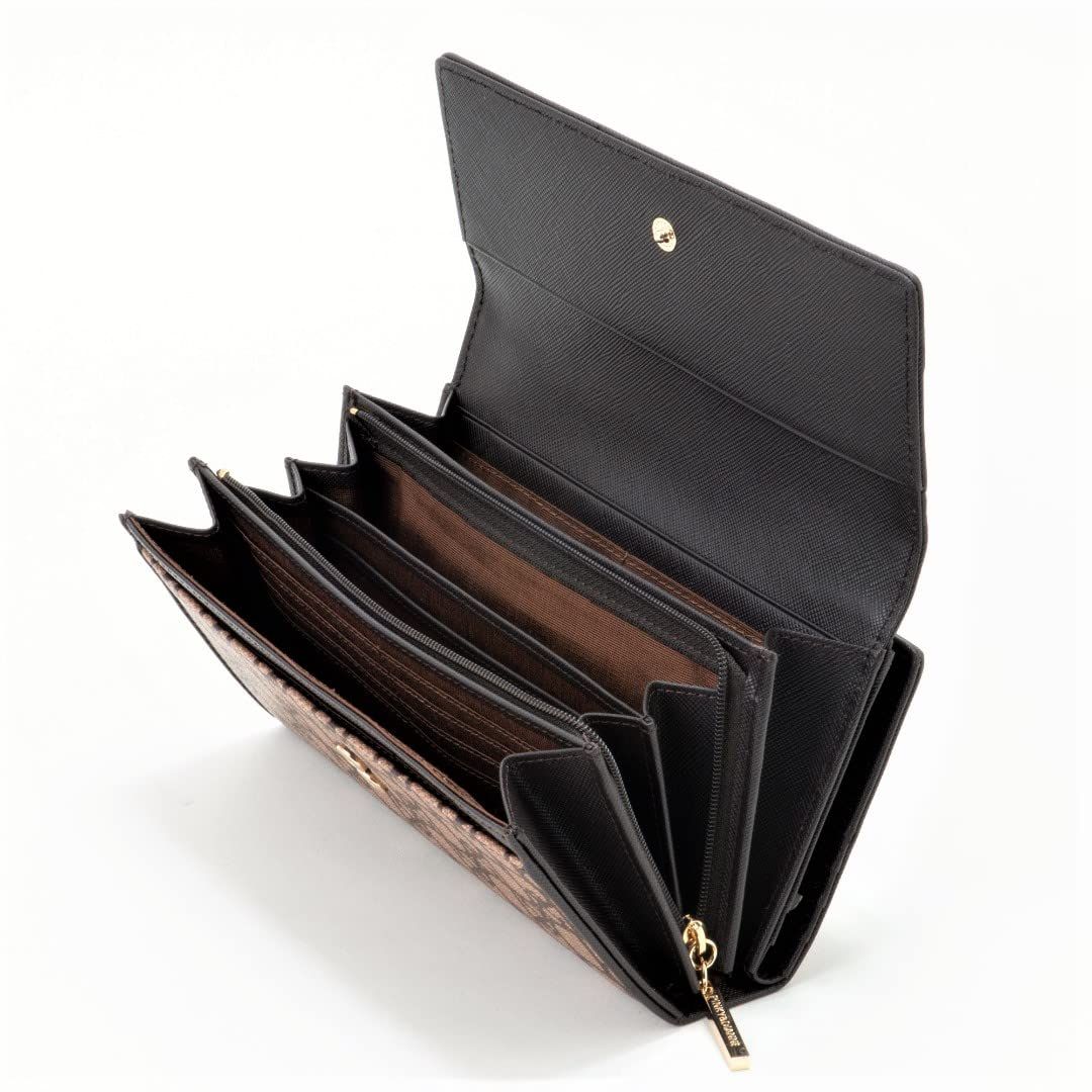  ピンキーアンドダイアン かぶせ長財布 パドロック オリジナルロゴ プリント柄 P-Dクリスタルブローチ付 PVC牛革 大人 カード収納 大容量 財布 キッズファッション小物