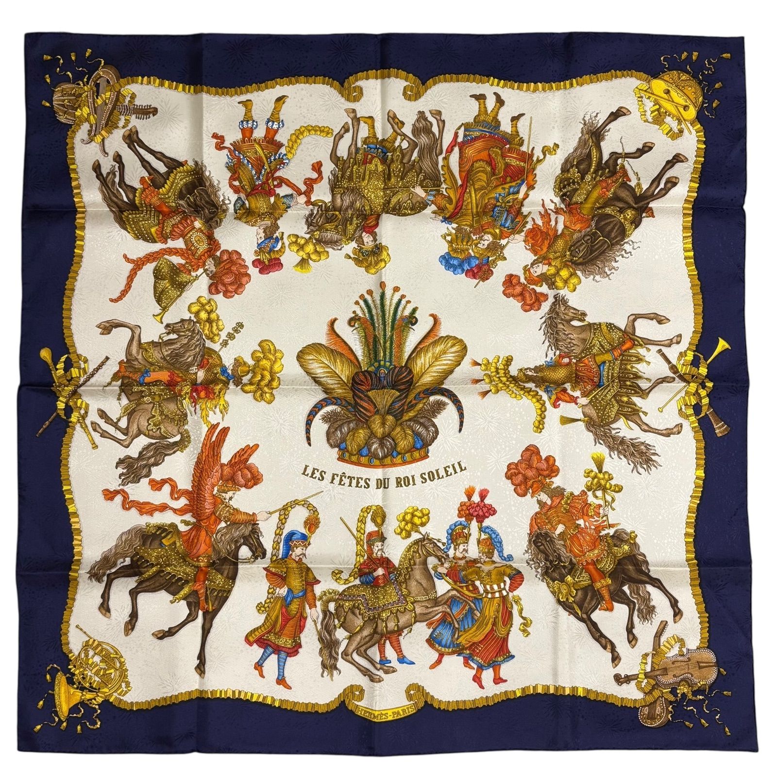 美品　HERMES エルメス　スカーフ　太陽王の祝典 HERMES カレ 90 LES FETES DU ROI SOLEIL / 太陽王の祝典 スカーフ