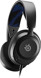SteelSeries ゲーミングヘッドセット ヘッドホン PlayStation 5 モデル Arctis Nova 1P 軽量 有線 密閉型 双方向マイク ノイズキャンセリング 空間オーディオ Hi-Fiサウンド 調整 61611 ブラック