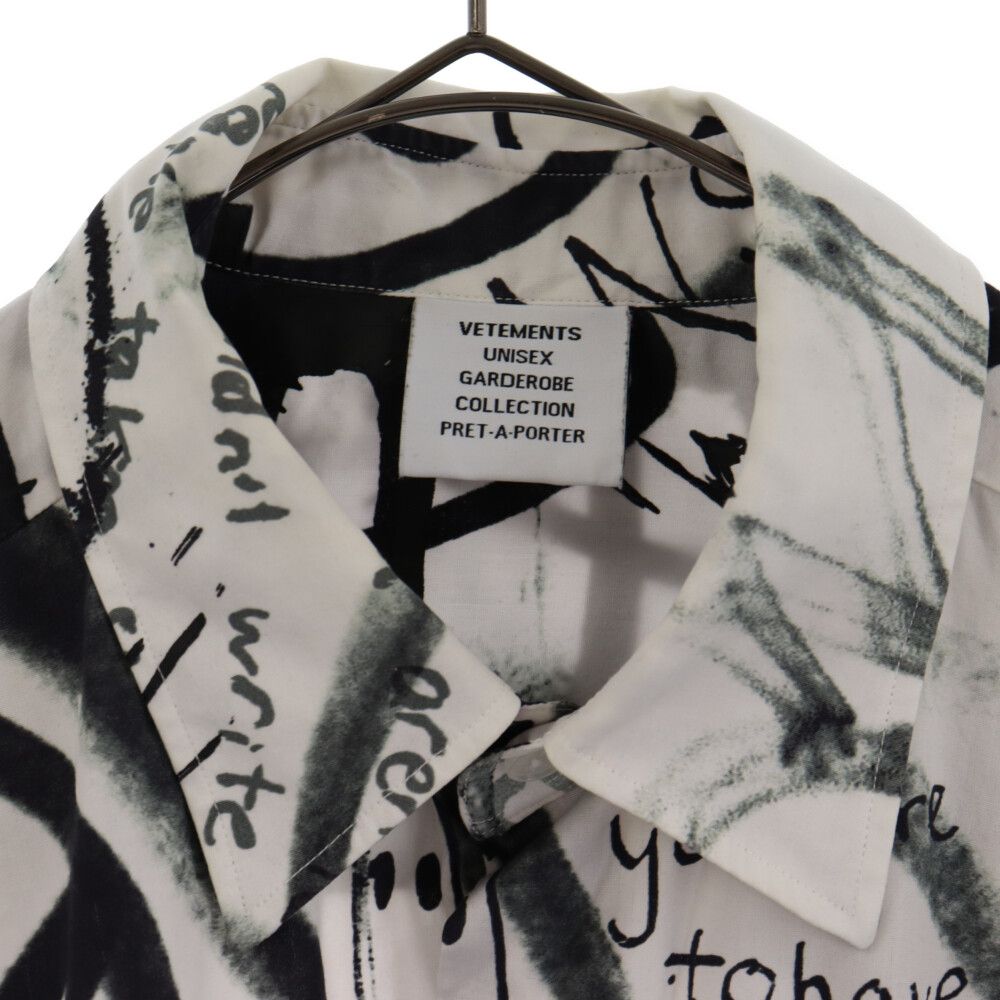 VETEMENTS ヴェトモン 21SS All-Over Graffiti Shirt オールオーバーグラフィティ 総柄長袖シャツ ホワイト/ブラック UE51SH900B