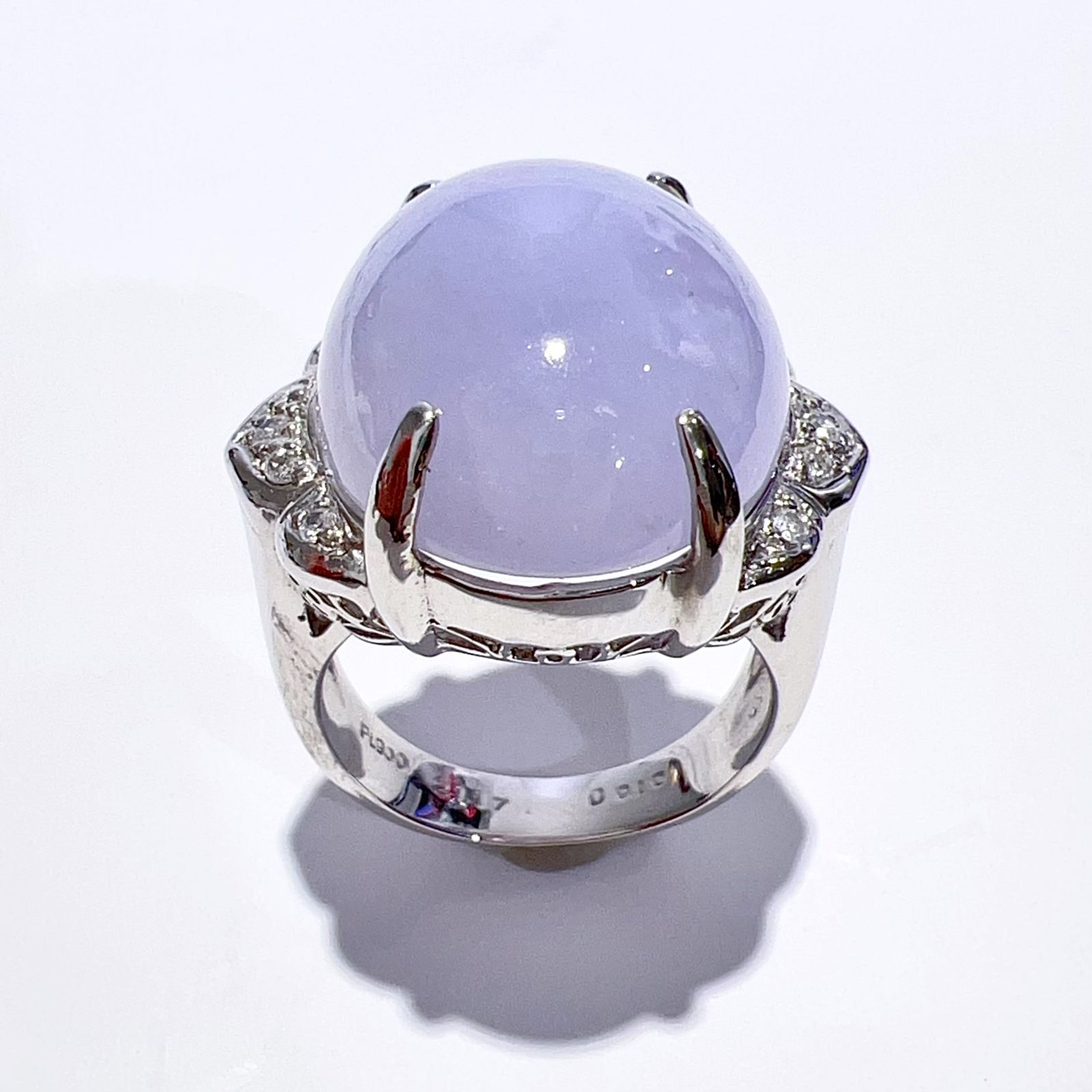 Pt900 天然 翡翠 ラベンダージェイダイト ダイヤ リング 10号 J21.17ct 