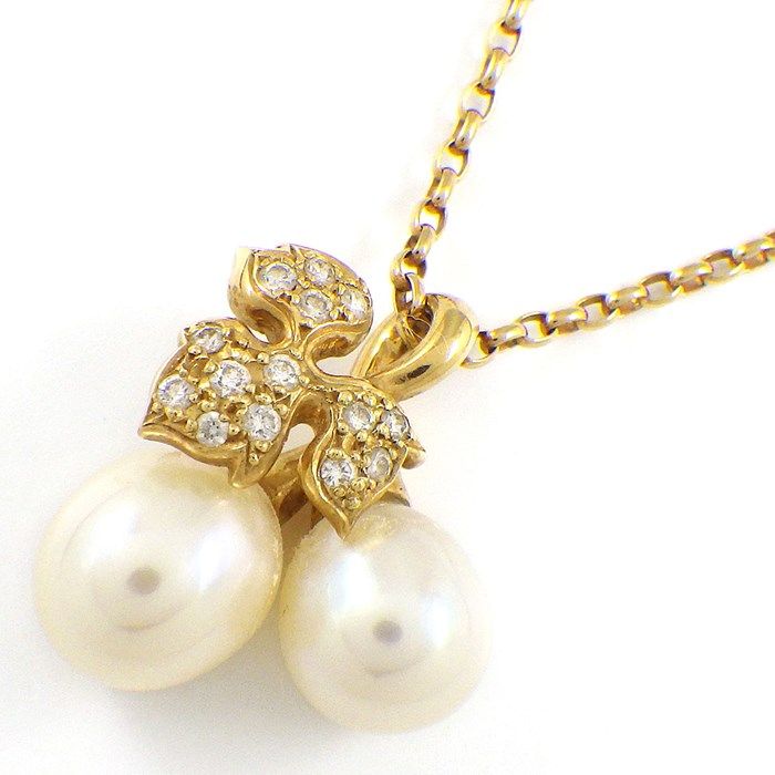 ミキモト MIKIMOTO ネックレス チェリー さくらんぼ 2ポイント パール 7.5/8.0mm珠 ダイヤモンド K18YG 【中古】 - メルカリ