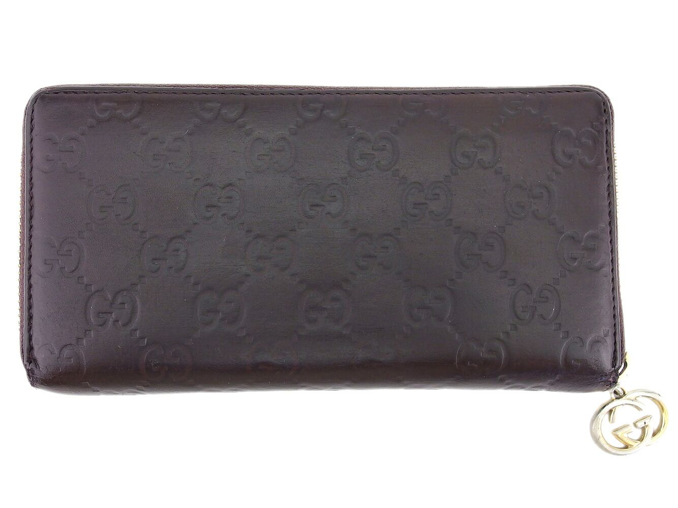 グッチ　長財布　グッチシマ　こげ茶色　GUCCI　財布　ブラウン　濃い 茶色 グッチ 長財布 GUCCI 308012 KQWFG 9643 ベージュ エボニー