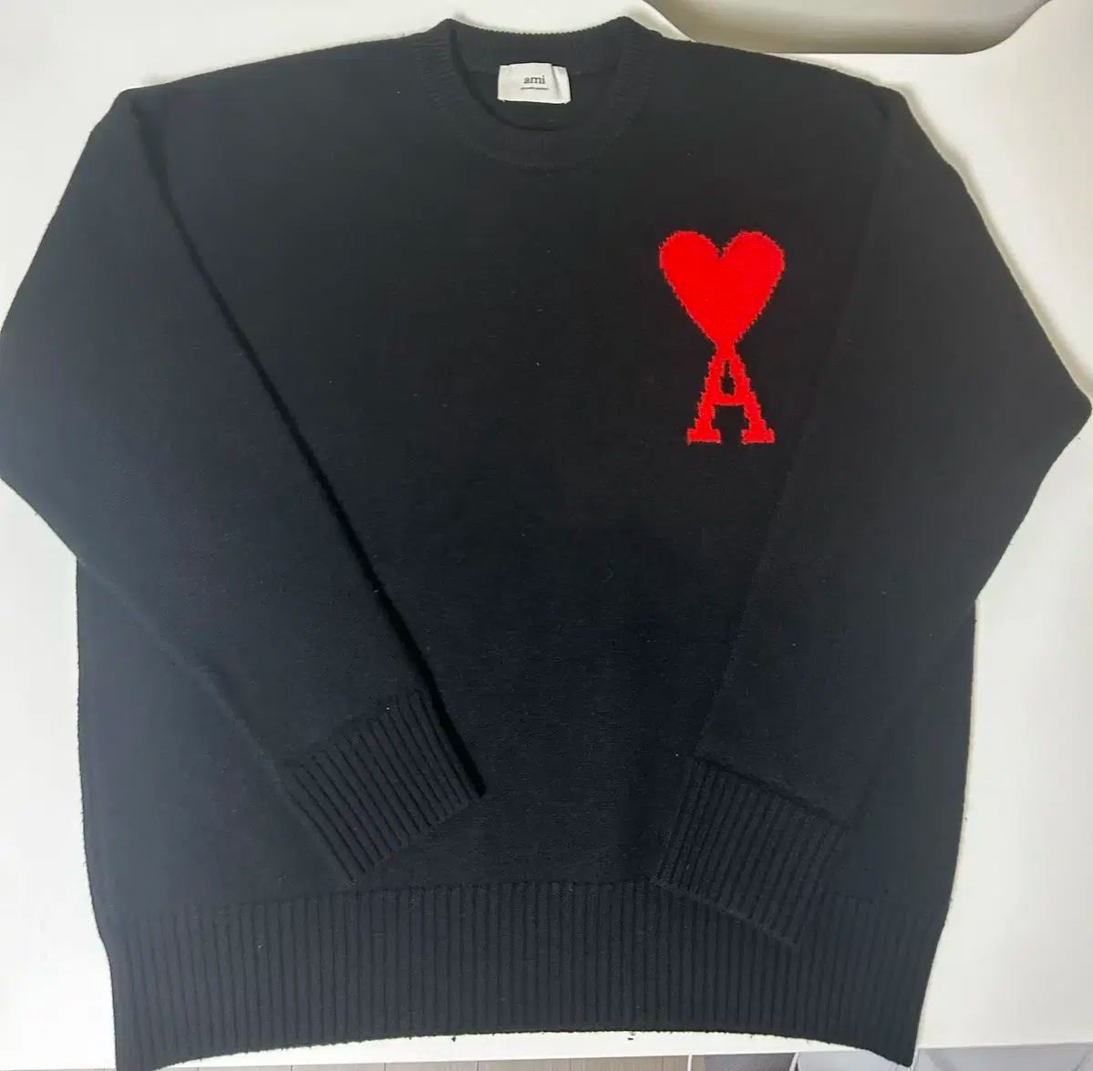 ami アミ　ニットセーター　黒　Lサイズ ami - 黒L新品 AMI Paris アミ グラフィック ロゴ ニット ウール