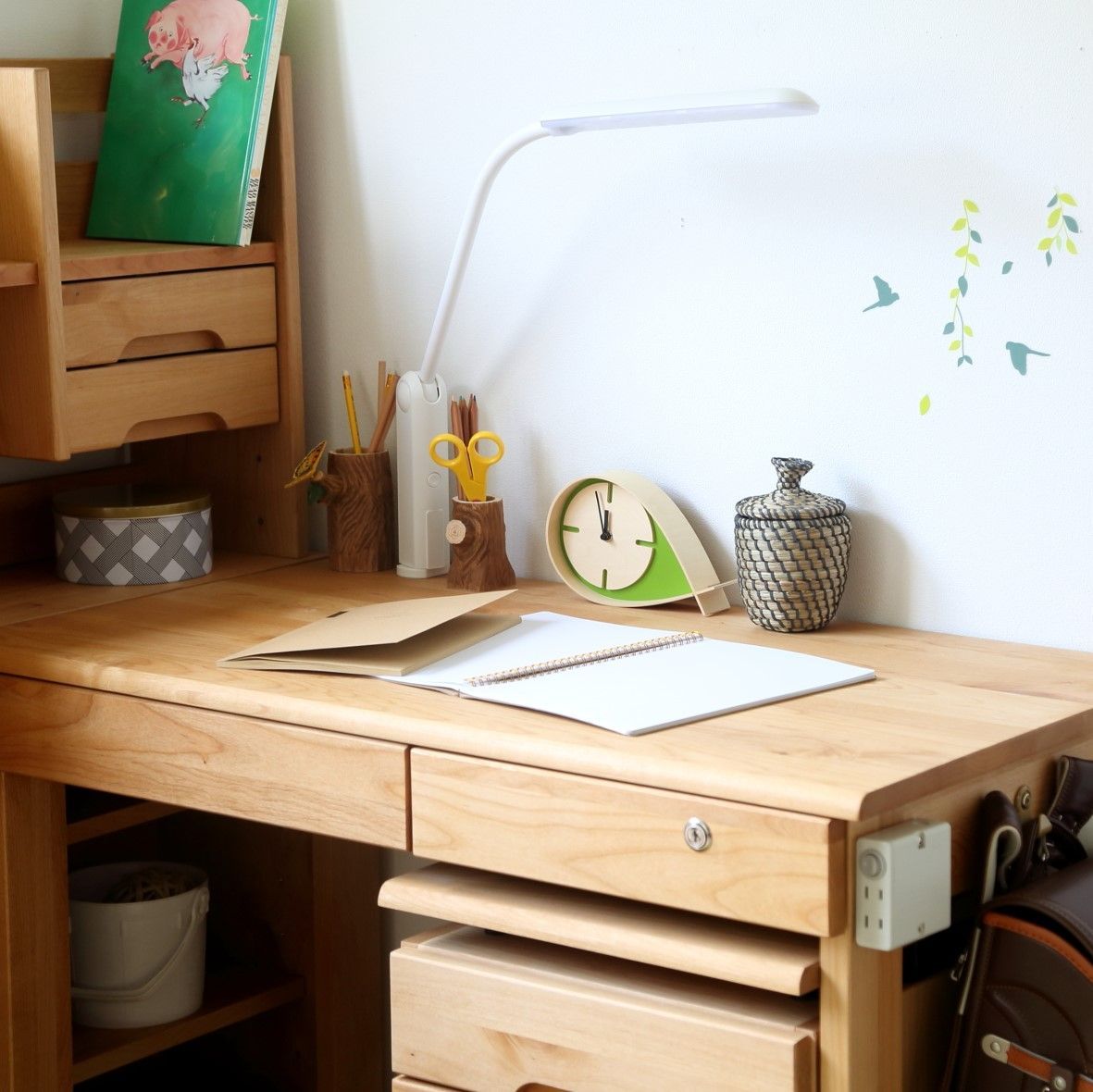 アルダー材 机 オイル塗装 引き出し付き アルダー材 机 オイル塗装