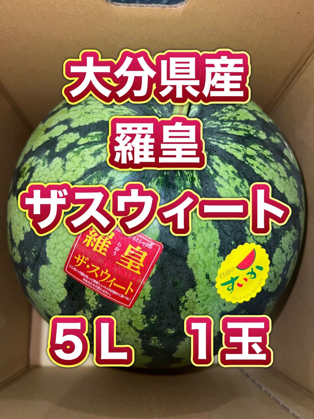 ８・北海道・メルカリ便・とよぽん・羅皇ザ・スイート 北海道沖縄離島追加送料無し 大分県日田市産赤肉すいか《羅皇ザ