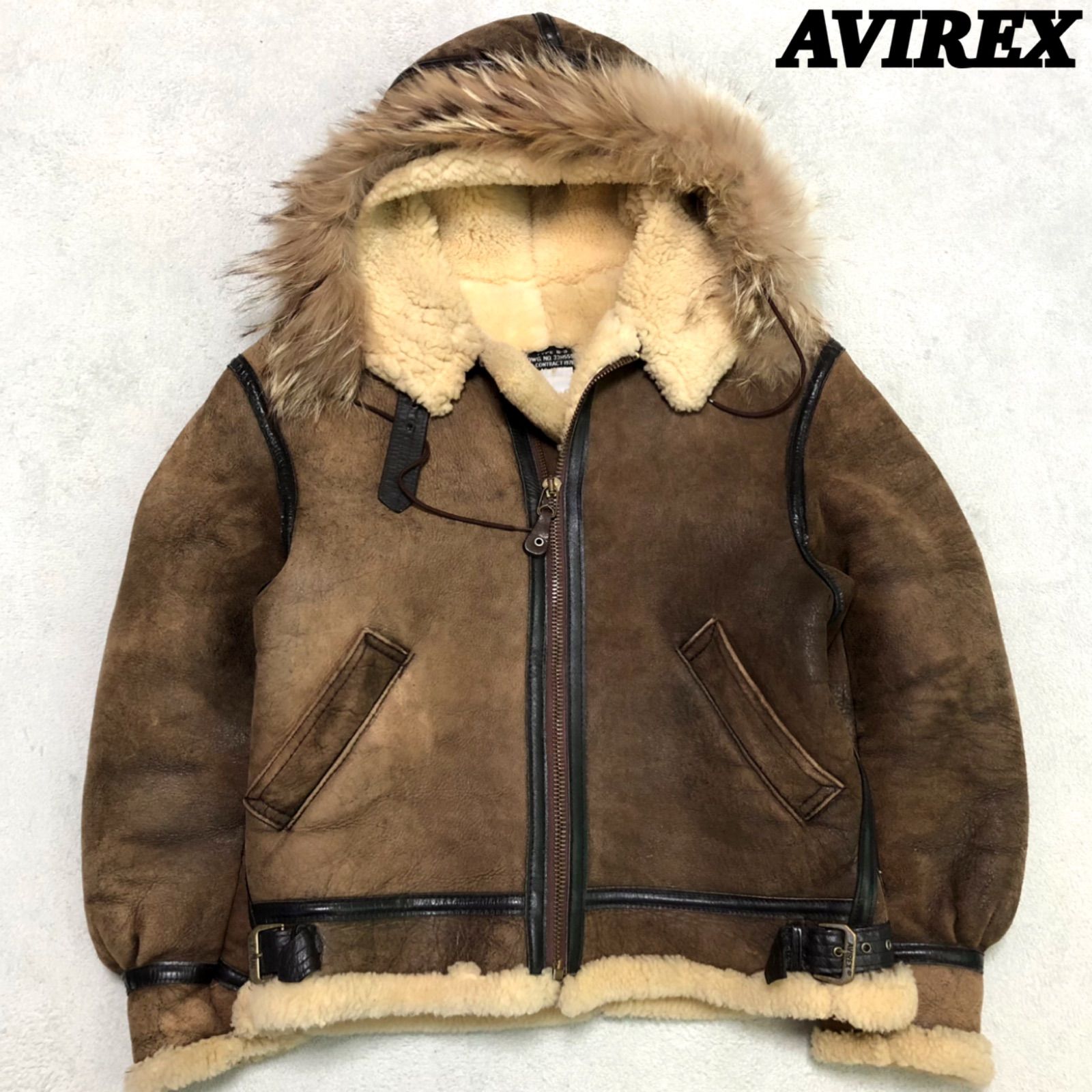 AVIREX アヴィレックス レザージャケット ボア ブラウン 中古・古着通販】AVIREX (アヴィレックス) レザージャケット