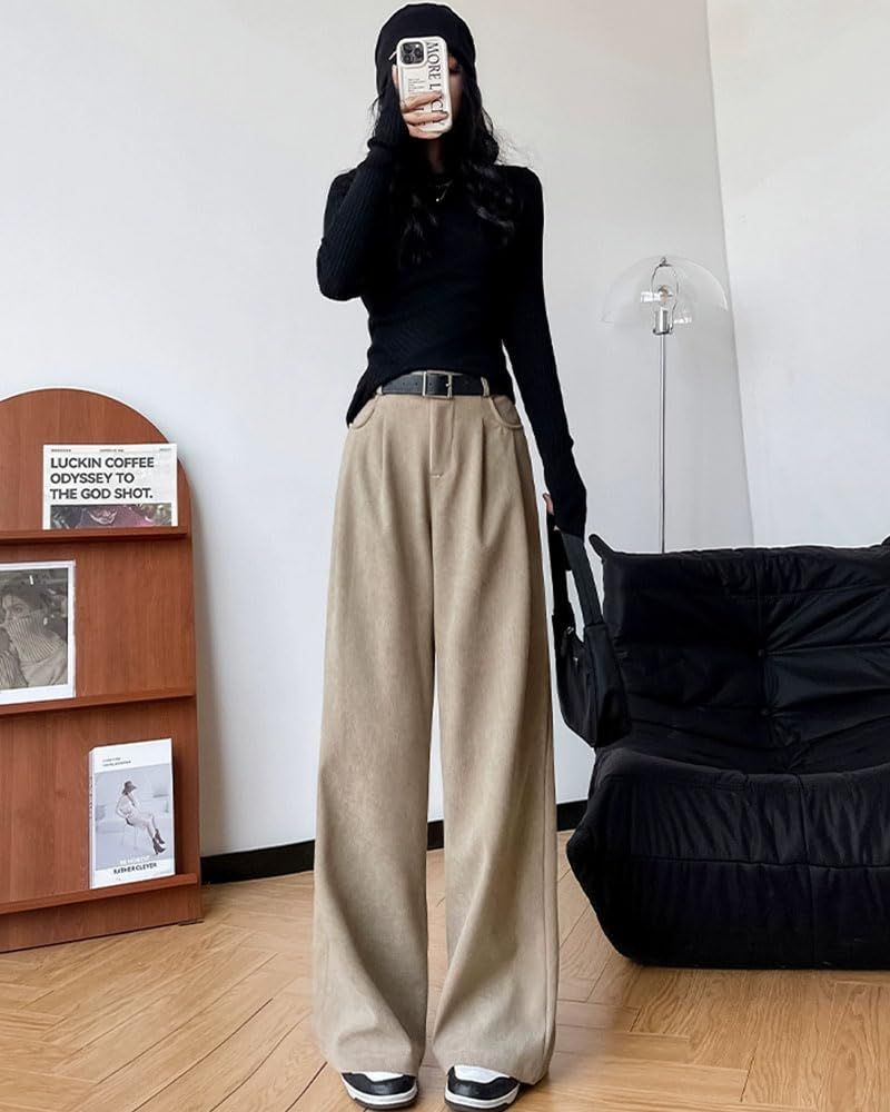 [LUJPOIR] 裏起毛 裏ボア コ－デュロイパンツ 裏起毛パンツ 暖かいパンツ 防寒着 あったか 冬 ストレート ゆったり ボトムス レディース カジュアル 無地