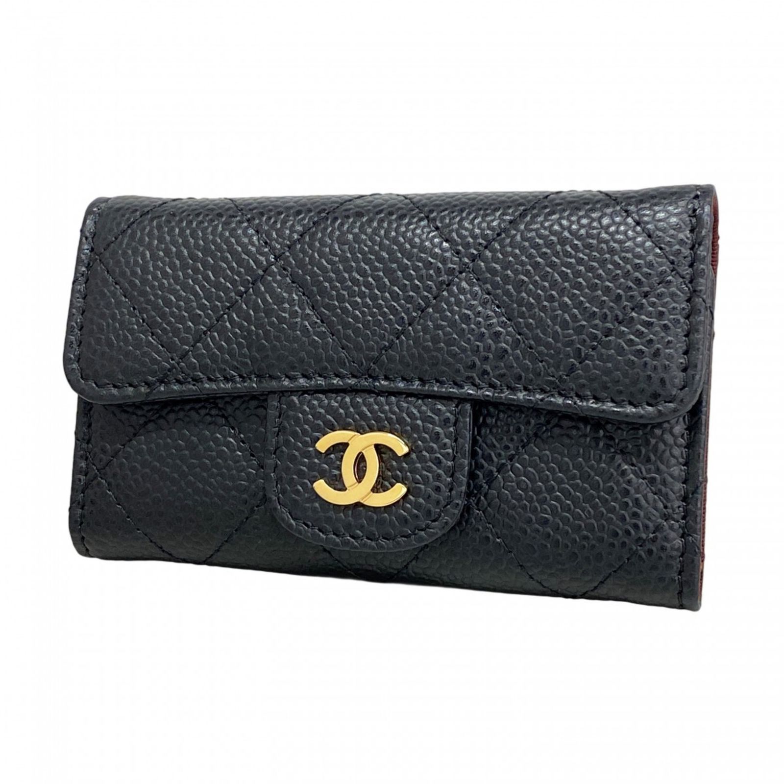 シャネル Chanel シャネル キーケース マトラッセ キャビアスキン ブラック レディース