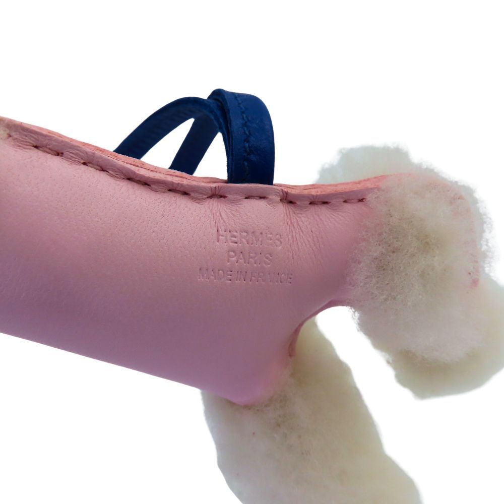 中古】エルメス Hermès バディ チャーム 犬 ピンク系 レザー ウール 