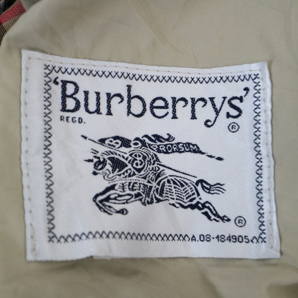 90年代 BURBERRY バーバリー ステンカラーコート 裏地チェック 防寒