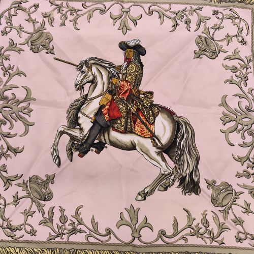 人気 中古】HERMES エルメス スカーフ 白い馬に跨ったルイ14世 白い馬 小物
