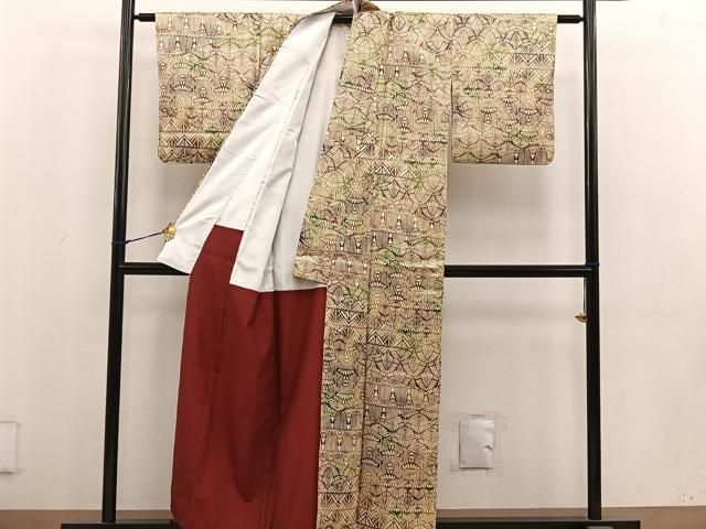 平和屋着物□上質な小紋 総絞り 吉祥文 暈し染め やまと誂製 正絹 逸品