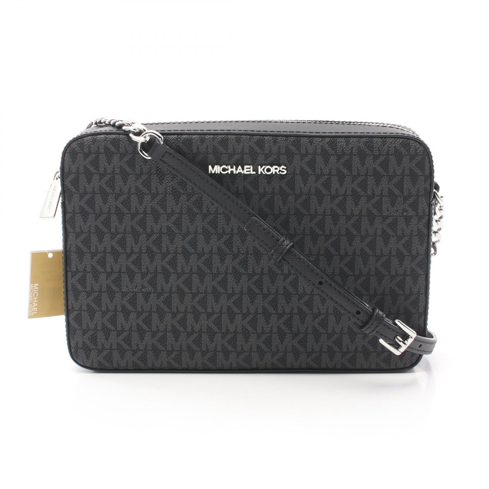 マイケルコース Michael Kors ショルダーバッグ JET SET ITEM ジェットセットアイテム MKシグネチャー 35F8STTC3B ブラック PVCコーティングキャンバス レザー ショルダーバッグ
