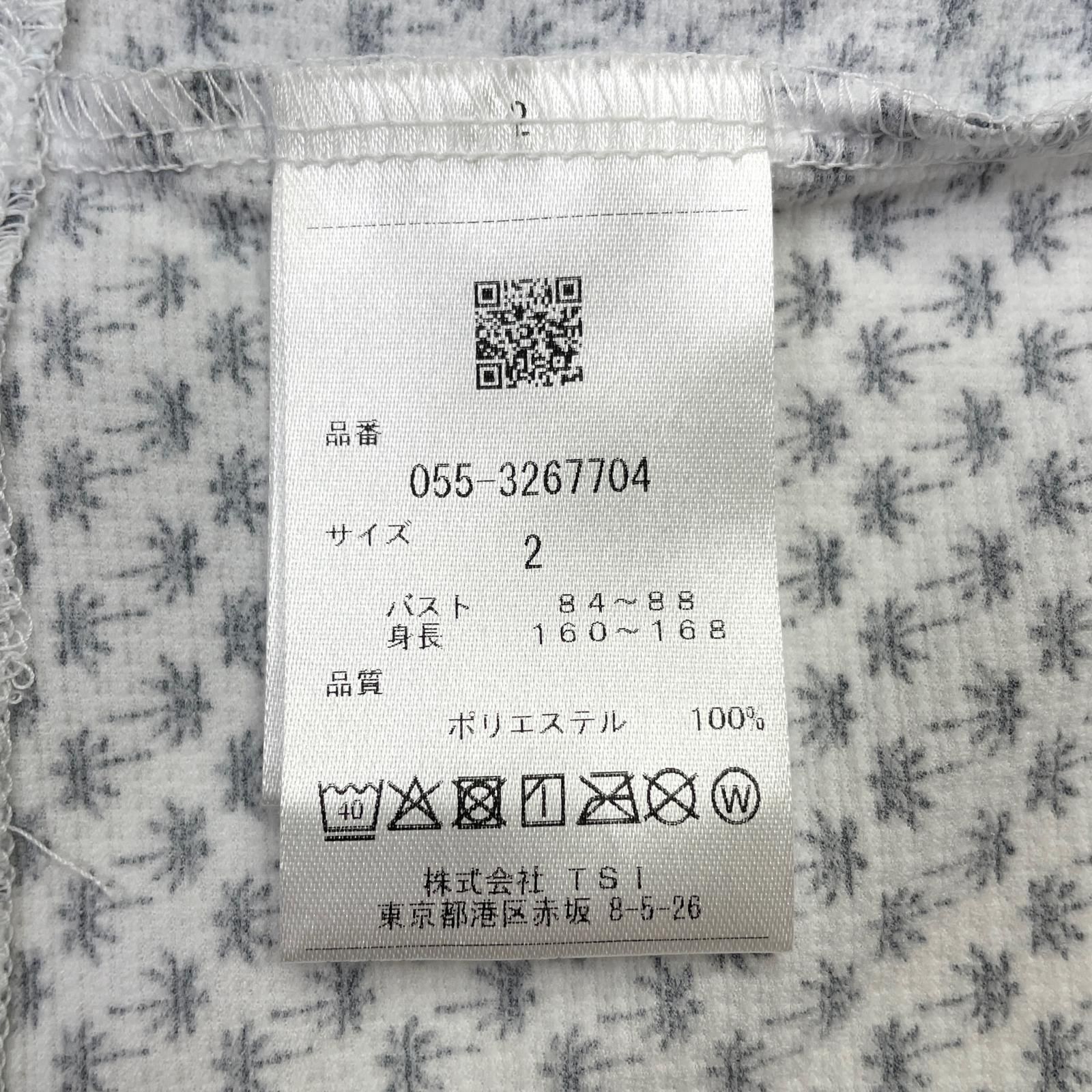 レディース パーリーゲイツ PEARLY GATES 半袖シャツ 2 L 白 ホワイト モックネック ヤシの木柄 LLC-HASEGAWATOSO_COM