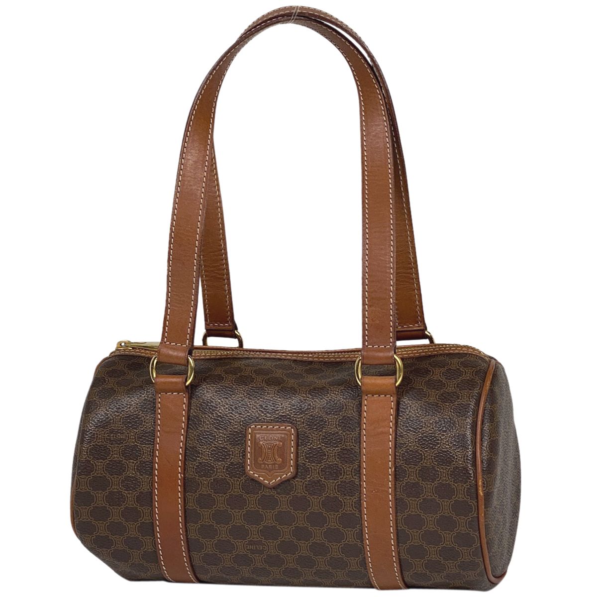 セリーヌ CELINE マカダム柄 ハンドバッグ 円筒型 バレルバッグ
