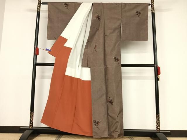 厳選 小大丸お誂え 本場大島紬 市松にカタス 正絹 広袷 袷 着物 K-9825 厳選 小大丸お誂え 本場大島紬 市松にカタス 正絹 広袷 袷 着物