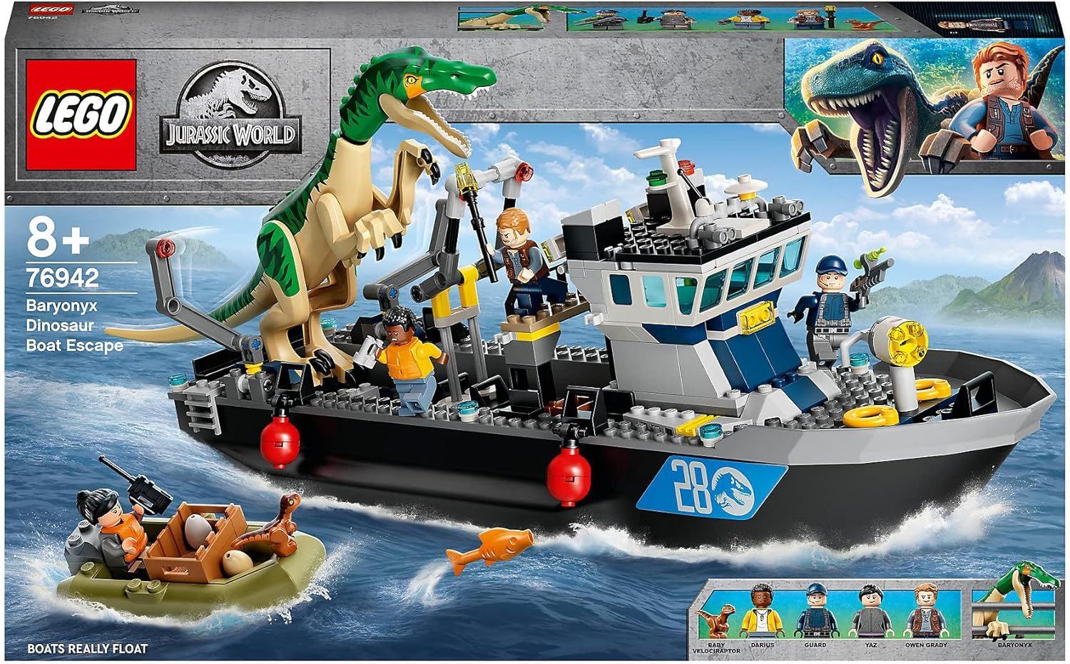 レゴ(LEGO)ジュラシック・ワールド バリオニクスの水上脱出 76942 おもちゃ ブロック プレゼント 恐竜 きょうりゅう ボート 男の子 女の子 8歳以上