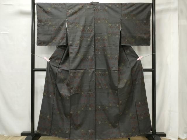 カメのお着物 平和屋着物□本場大島紬 泥染め 亀甲吉祥花文 正絹 逸品 未使用