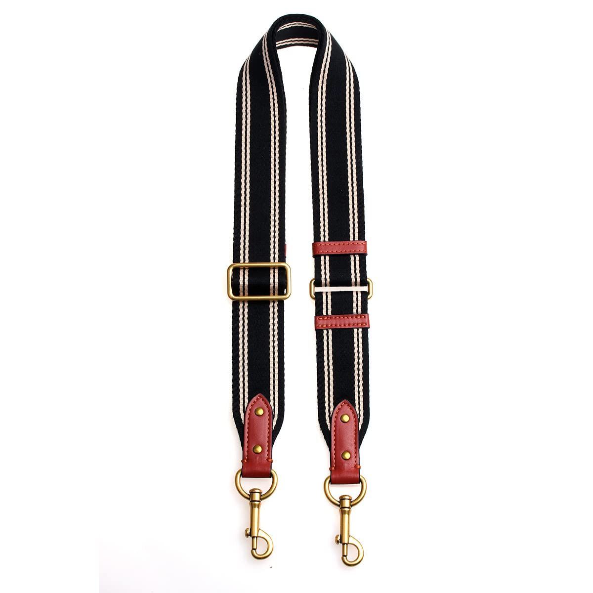 Color:ブラック＆ホワイト-ゴールドバックル Jiesinlovバッグストラップ交換用クロスボディストラップTOTEハンドバッグ用調節(ブラック＆ホワイト-ゴールドバックル)