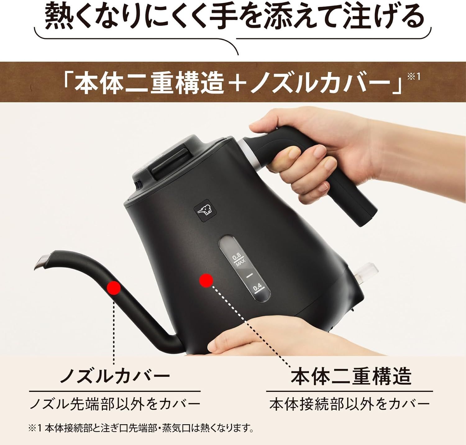 象印マホービン 電気ケトル 0.8L 細口タイプ ドリップケトル