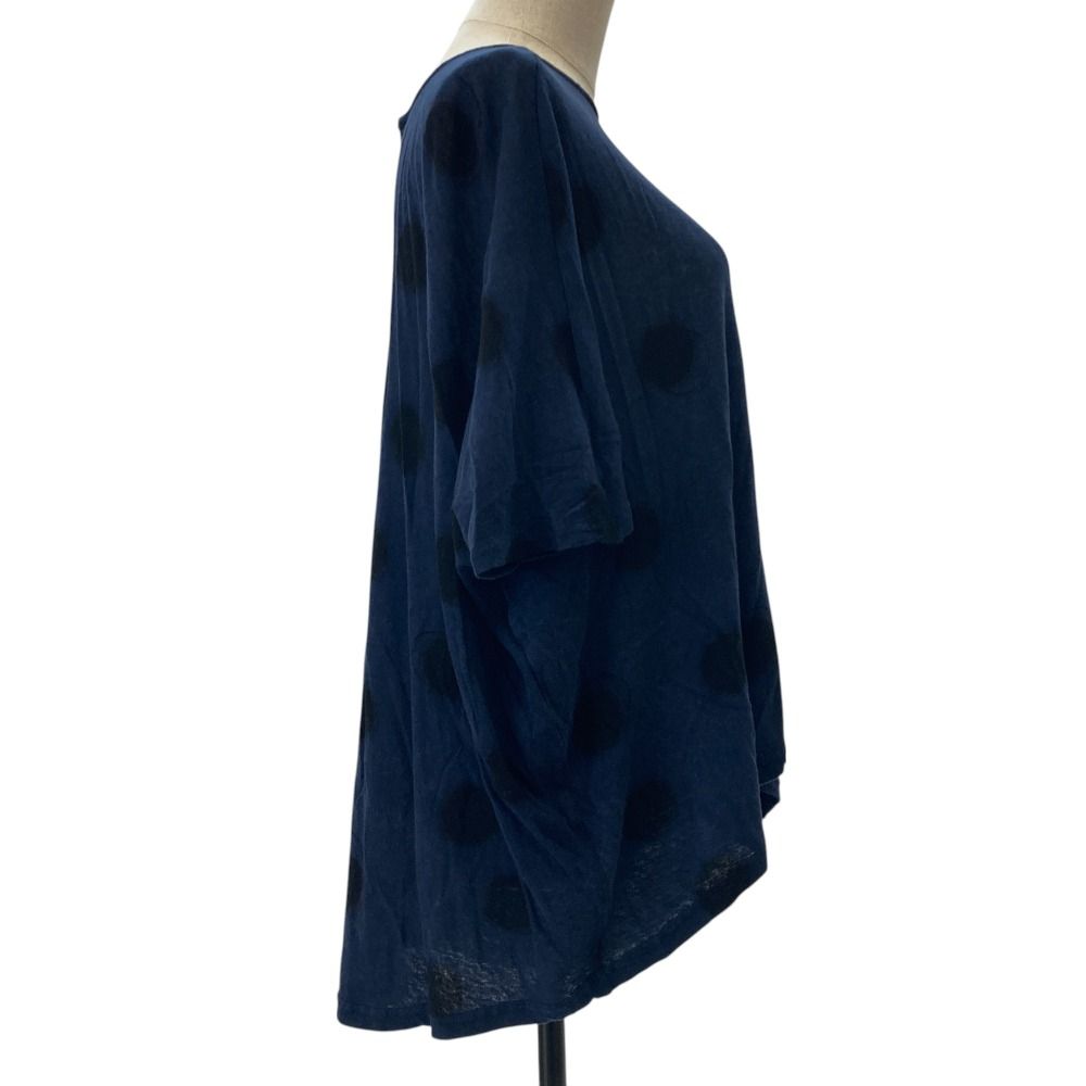 pas de calais ドット柄 ニットカットソー ネイビー パドカレ pas de calais - 良品 22SS パドカレ pas de calais ドット柄