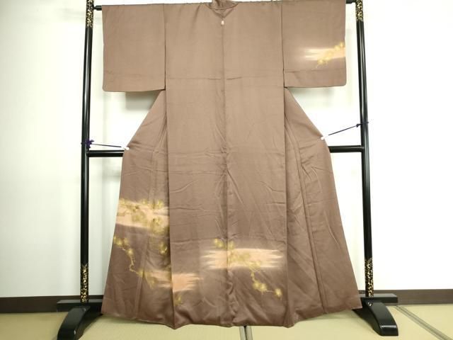 美品 豪華 古典模様 鶴 菊 松 竹 金彩 金駒刺繍 袷 正絹 振袖 着物 黒留袖 金駒刺繍 正倉院花文 金彩 正絹 袷 裄65 IS956
