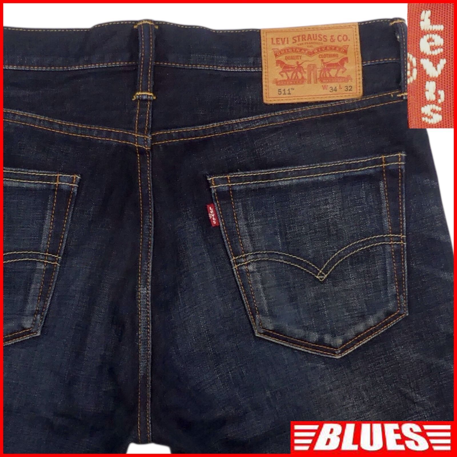 リーバイス511 W34 ジーンズ ジーパン 34×32 デニム 古着 メンズ 
