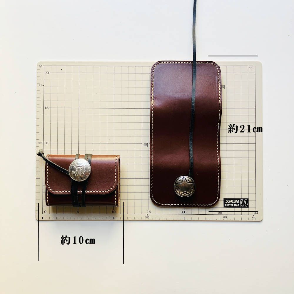 三つ折り財布・コンチョ付き 栃木レザー本革 コンチョ付き コンパクト