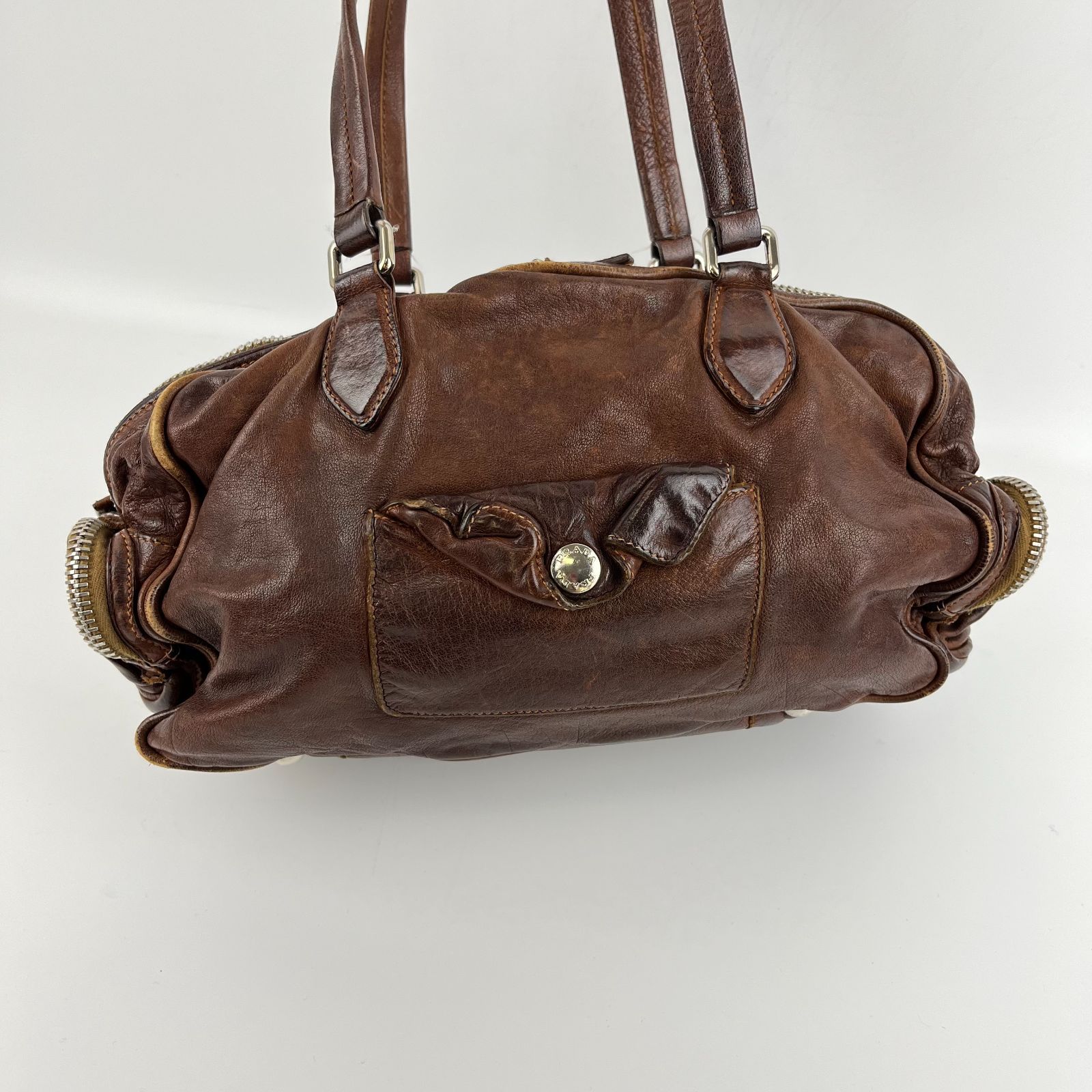 PRADA プラダ ショルダーバッグ 肩掛け ブラウン レザー レディース  