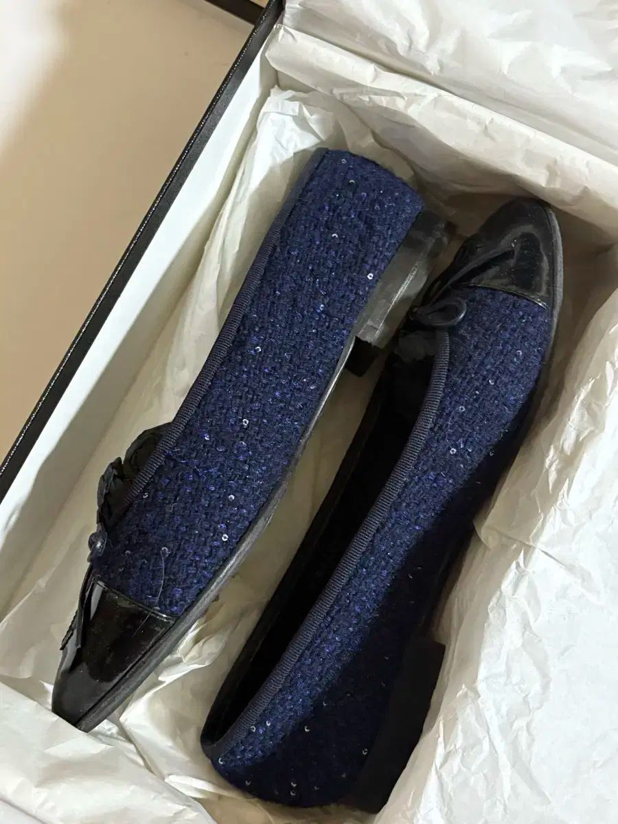 CHANEL シャネル フラットシューズ 235 ネイビーツイード 36 5