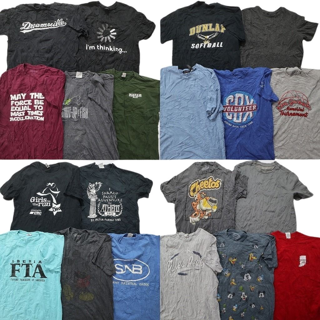 古着卸 まとめ売り カラーmix プリント 半袖Tシャツ 20枚セット (メンズ M ) ワンポイント 企業  トヨタ自動車 ディズニー 総柄 MU3202